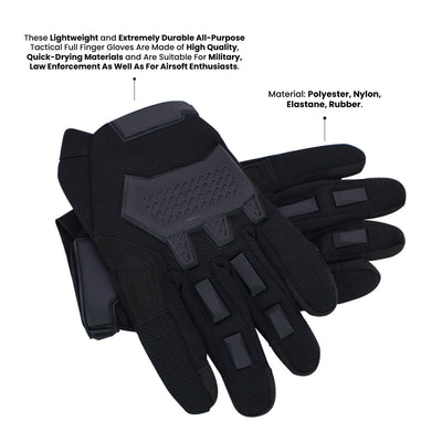 Tactical Full Finger Gloves - Black